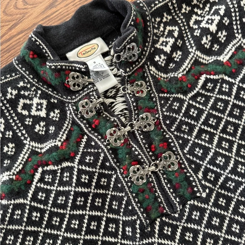 TALBOTS VINTAGE Fair Isle Nordic Cotton Sweater Heritage‎ Viking Traditional S